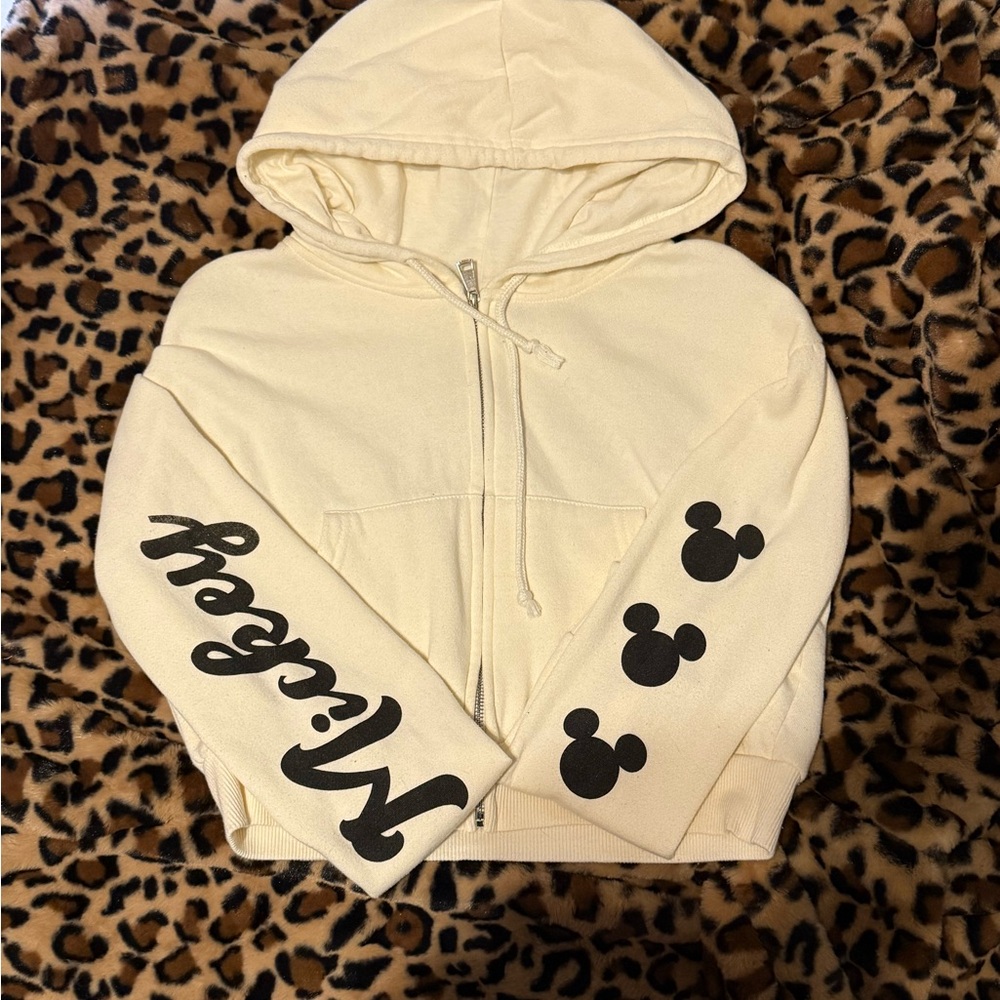 Disney Cream Hoodie with Mickey Mouse Design